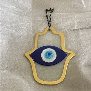 Gold and Blue Hamsa Wall Hanging